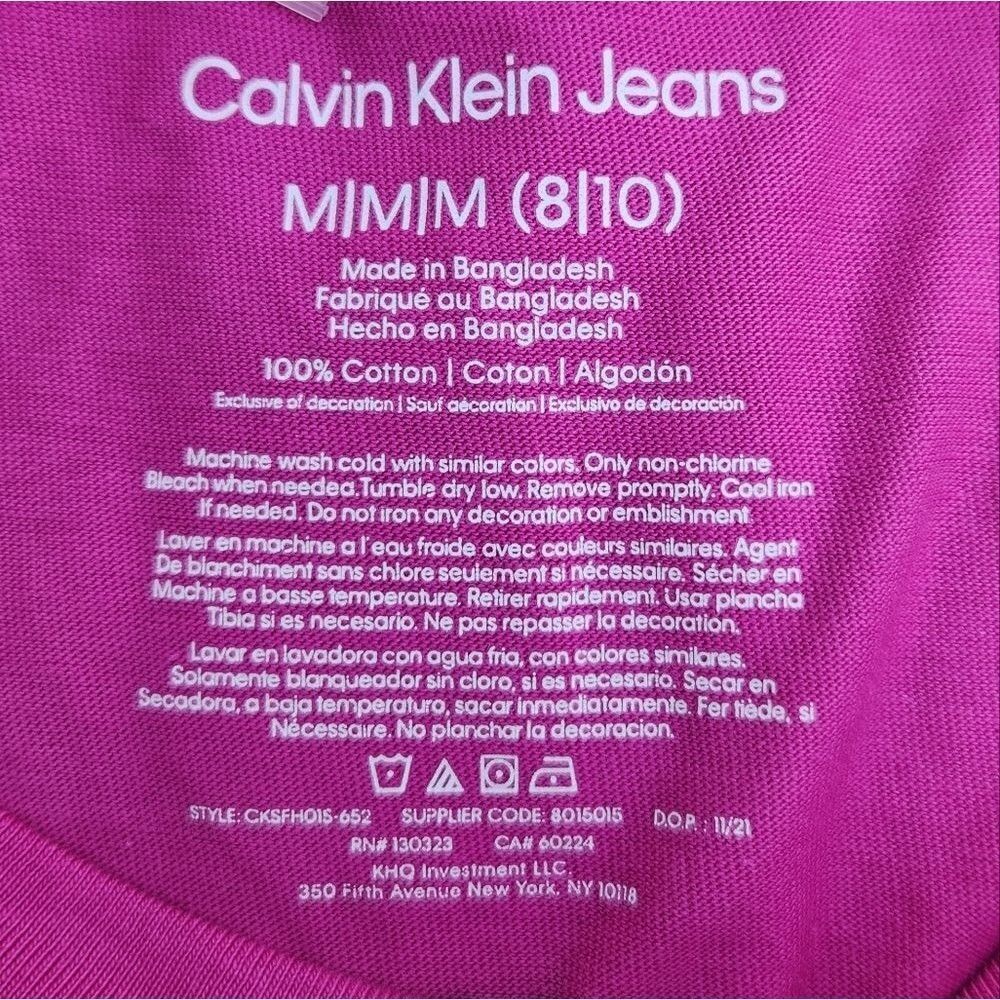 Calvin Klein Girls Dress Pink Casual Dress With Sequins Logo Size M (8-10 Y) - Picture 10 of 11